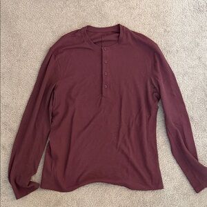 Men's Burgundy Long Sleeve Henley Shirt